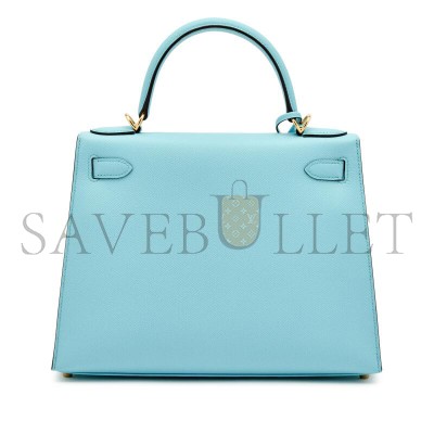 HERMÈS EPSOM KELLY SELLIER 28 BLUE ZEPHYR GOLD HARDWARE (28*22*10cm) 